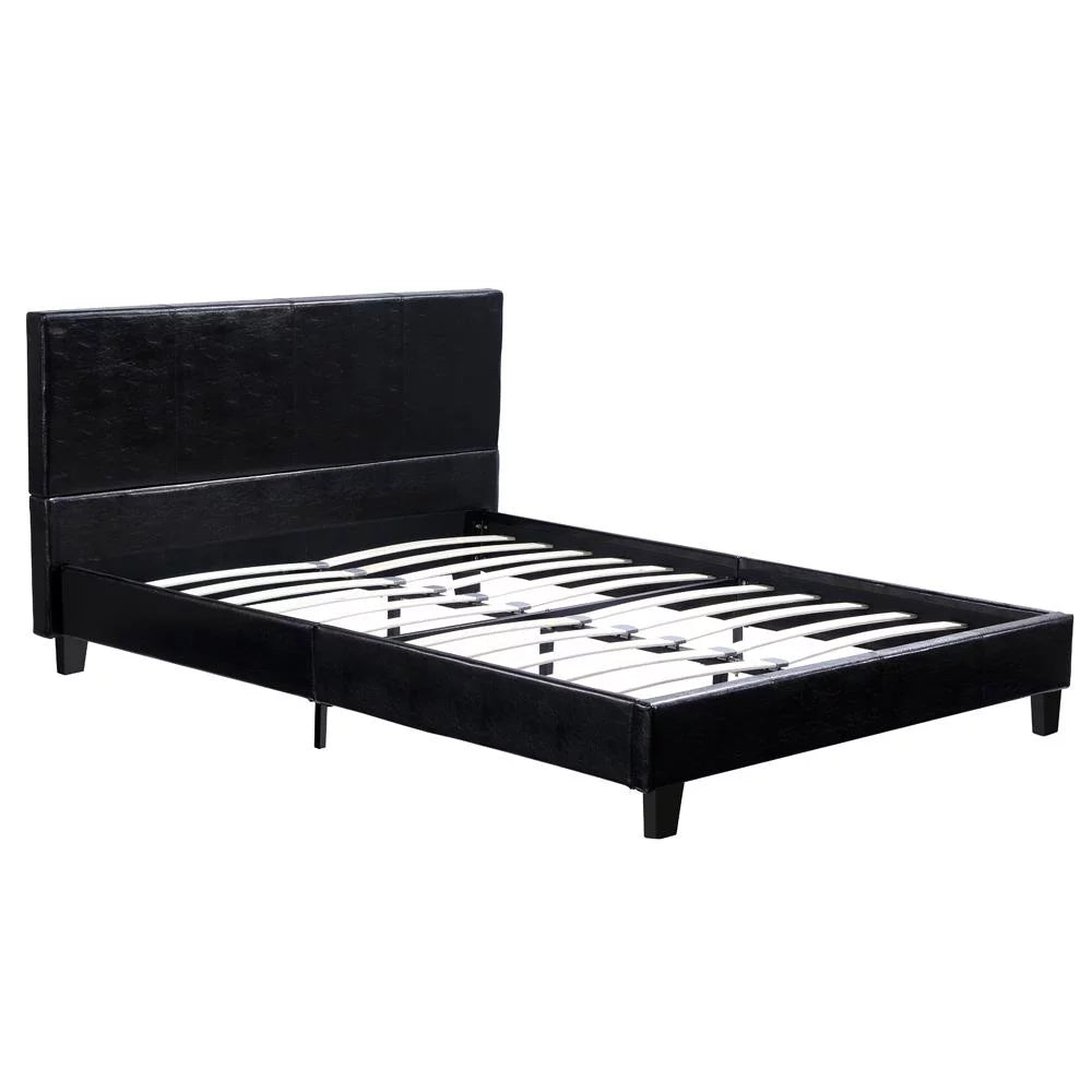 Faux Upholstered Platform Bed Frame with Wooden Slats Twin L534101
