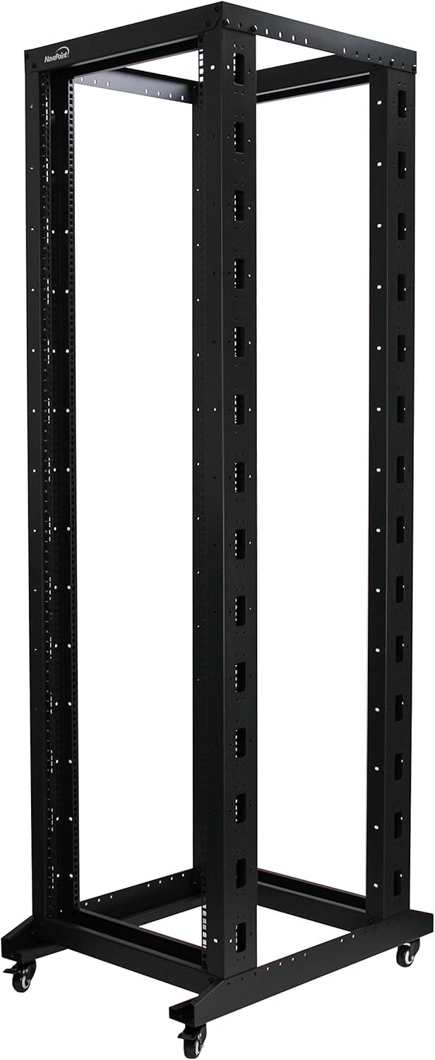 42U 4-Post Open Frame Server Network Rack Black Y559