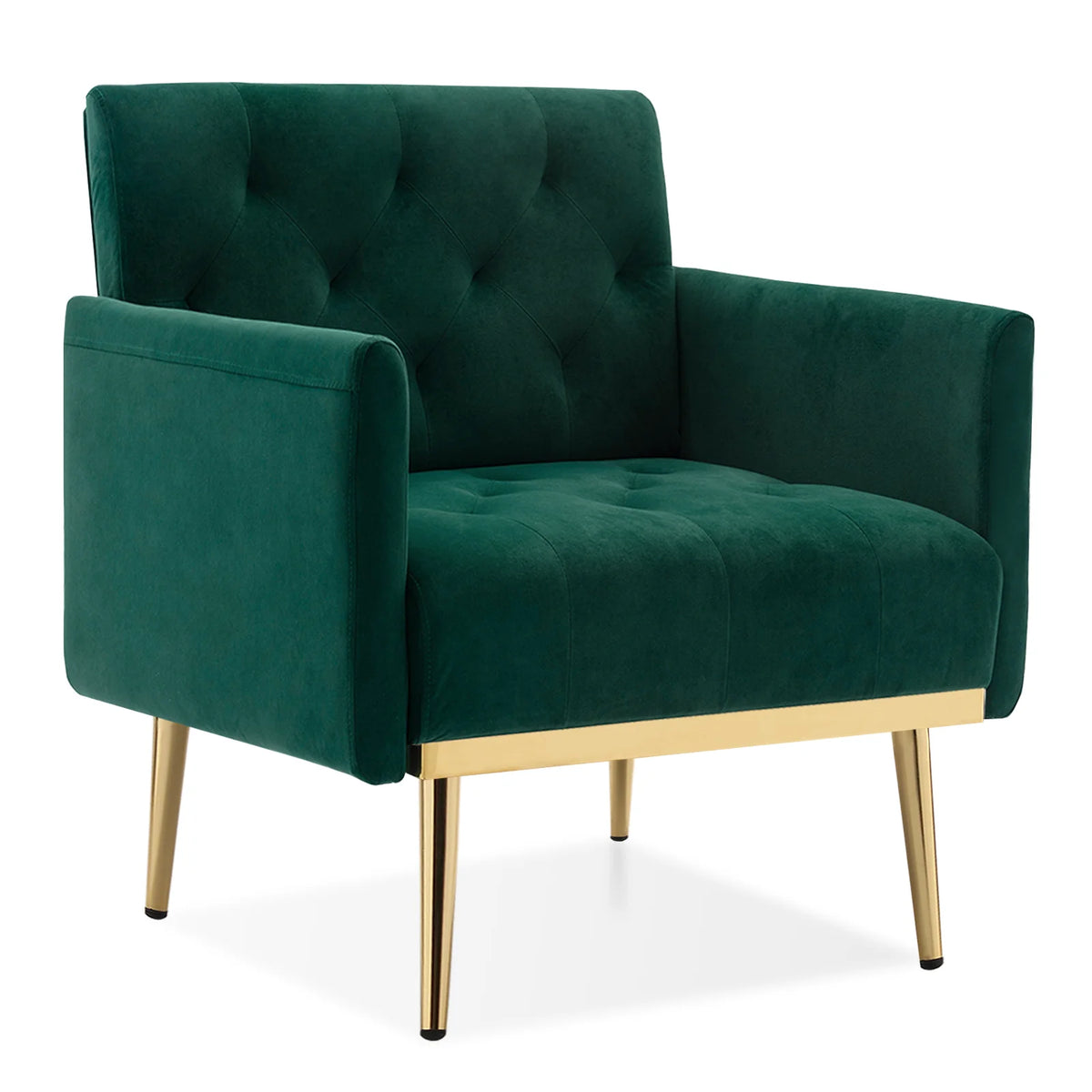 Green Velvet Upholstered Accent Chair with Metal Legs J530