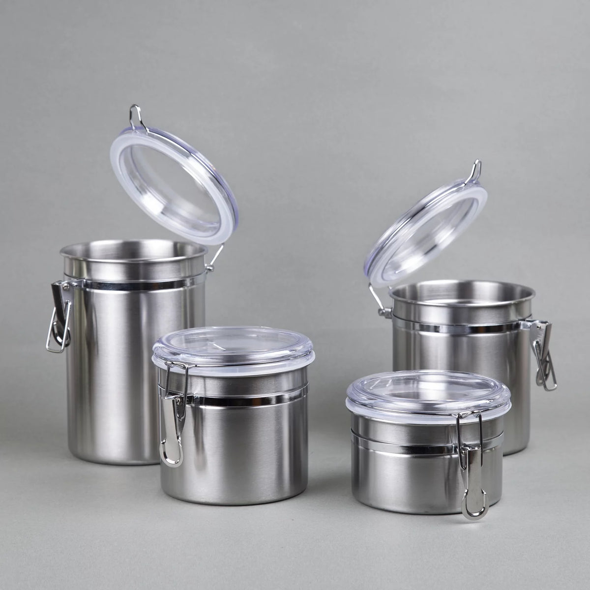 Set of 4 Stainless Steel Canister Set with Air Tight Lid U9185