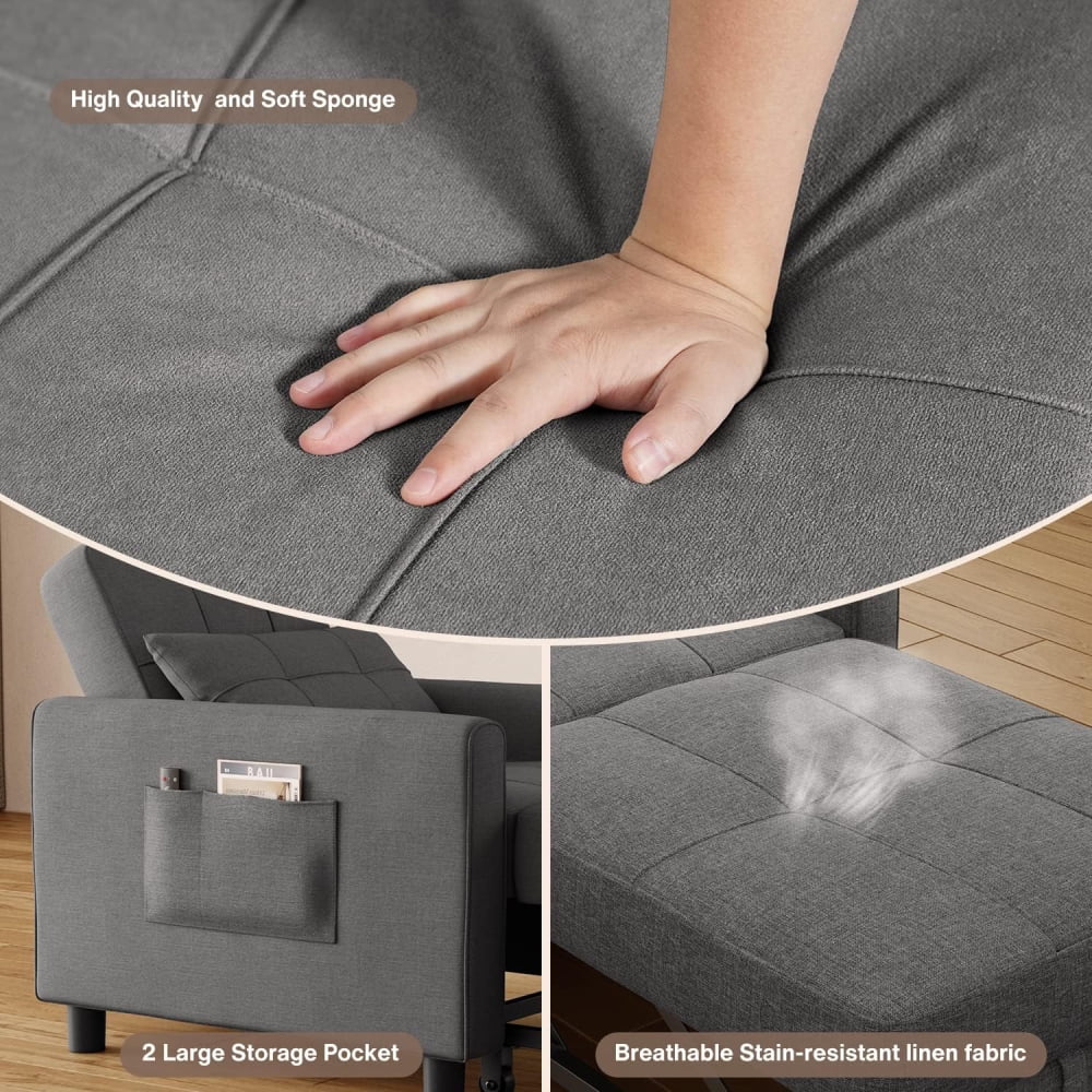 Light Gray Convertible Sofa Bed Q20718