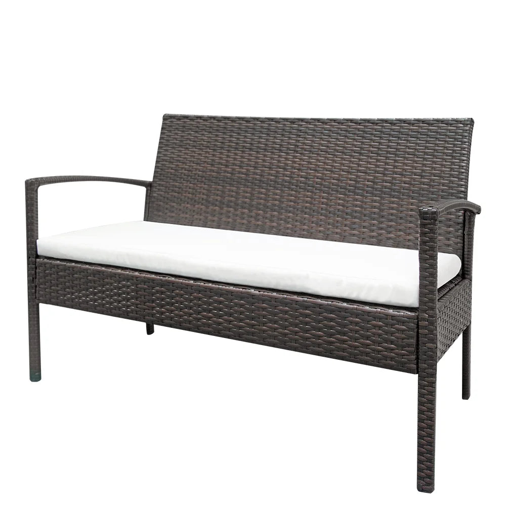 4 Pieces Brown Rattan Patio Conversation Set V539