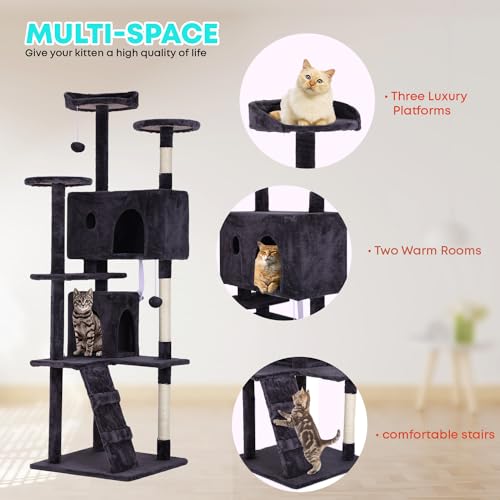 Cat Tree Cat Tower Multi-Level Cat Scratching Post Cat Condo E260