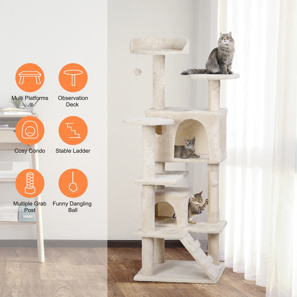 53" Cat Tree Tower with Scratching Board Z517