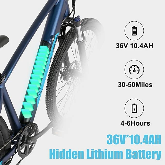Blue 350W 36V 7-Speed Electric Bike Y83407