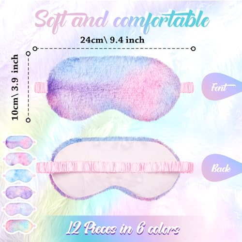 12 Pcs Plush Sleeping Eye Masks P79197