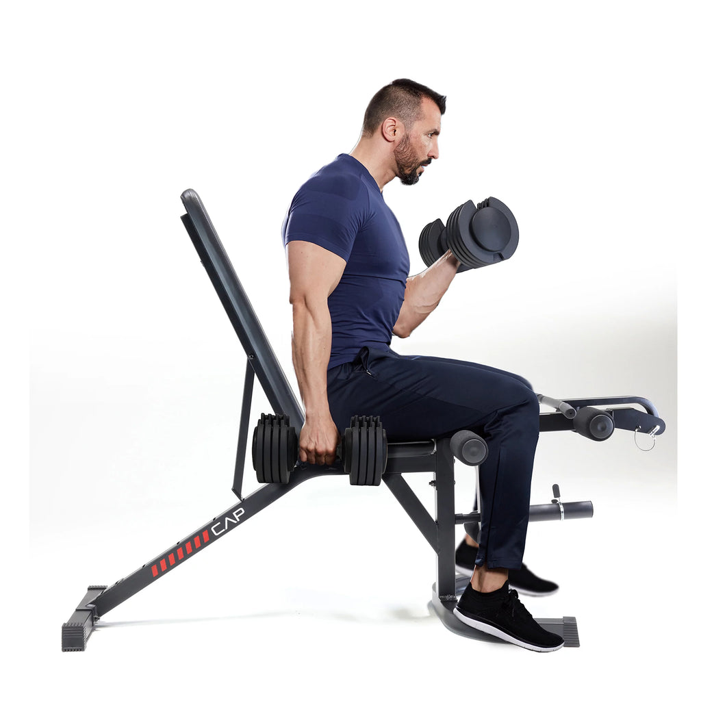 Adjustable Utility Weight Bench with Preacher Curl and Leg Press Attachment K272