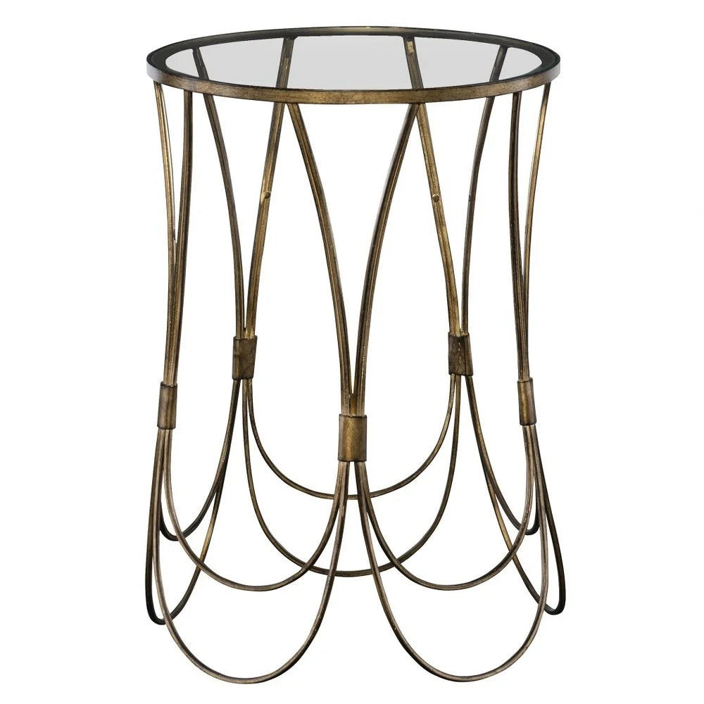 22 inch Round Clear Glass Top Accent Table I756608