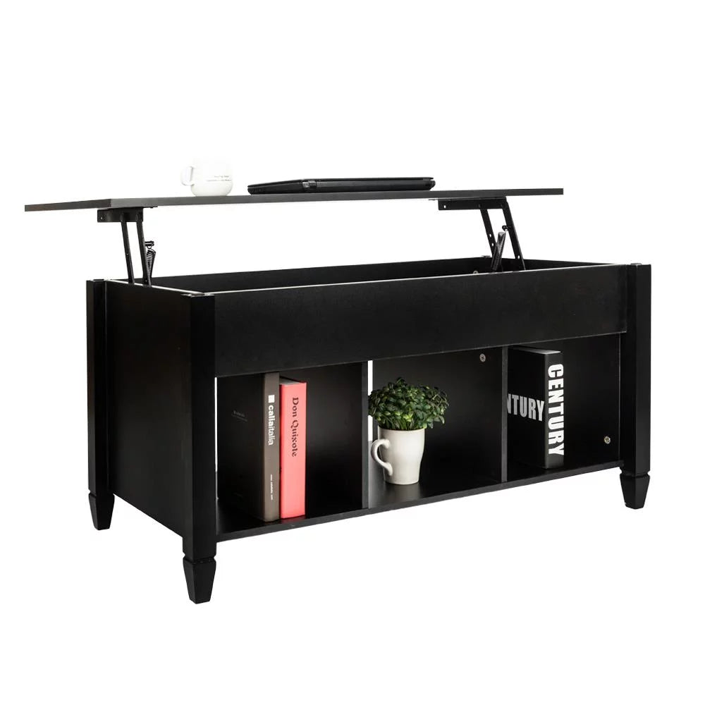 Lift Top Coffee Table with Hidden Compartment Black F498900