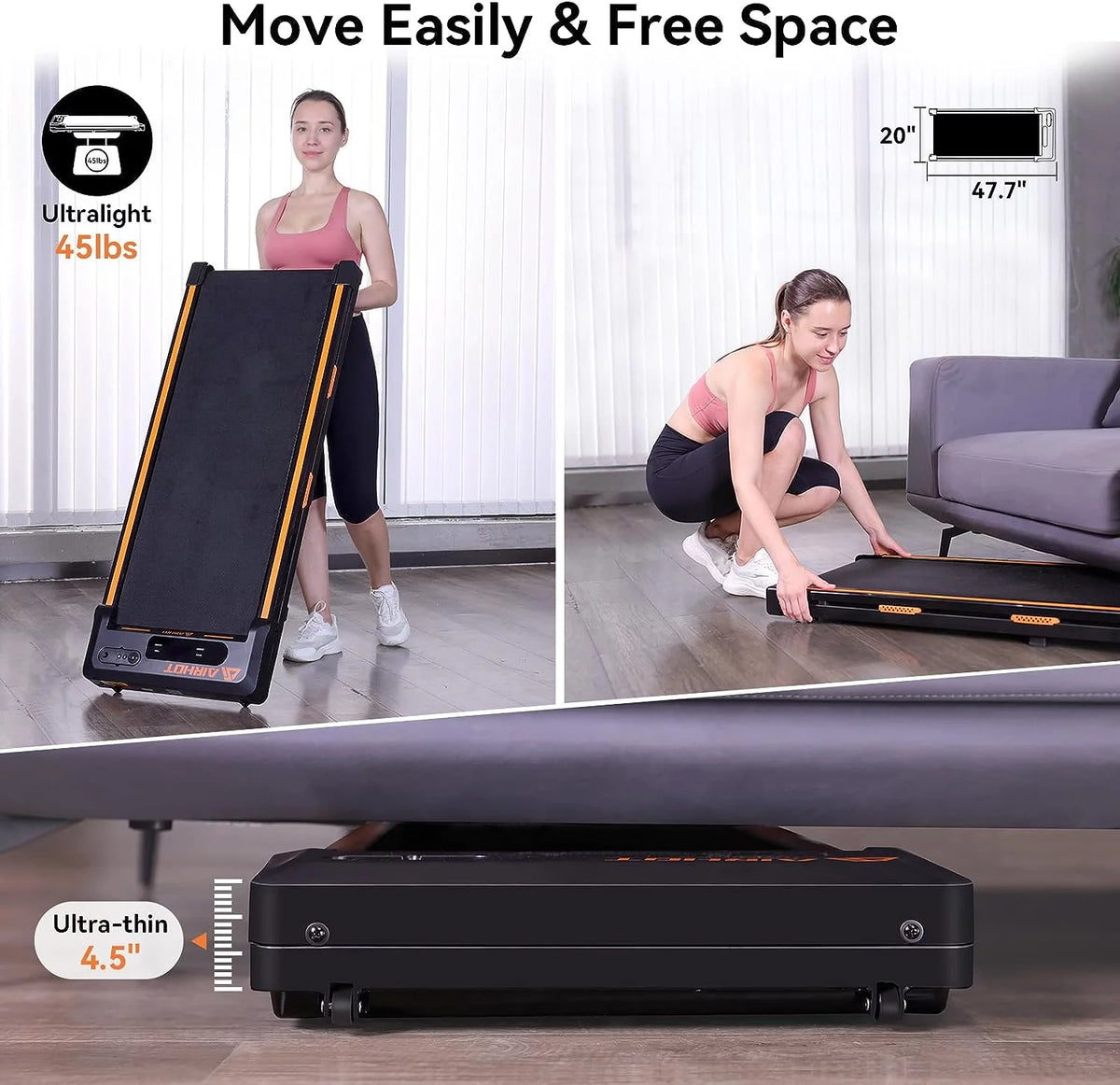 Under Desk Treadmill 2 in 1 Black P984396