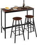 3-Piece Counter Height Table Set with 2 Round Stools Black I983075