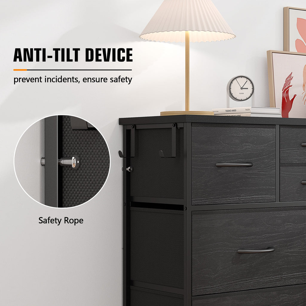 Brown 10 Drawer Fabric Dresser O899824