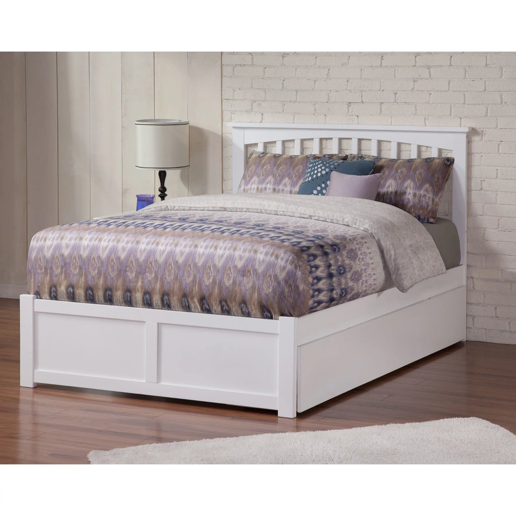 Queen Solid Wood Bed with Twin XL Trundle in White G22545