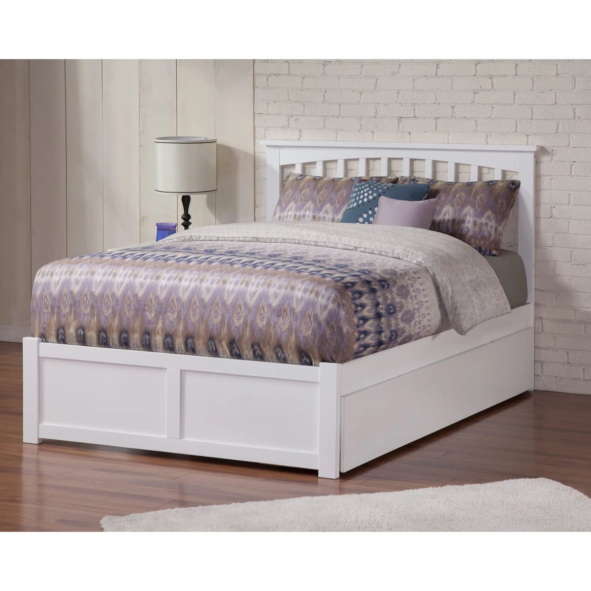 Queen Solid Wood Bed with Twin XL Trundle in White G22545