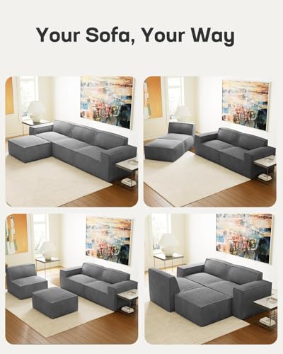 111" L-Shape Corduroy Sectional Sofa with Ottoman J408