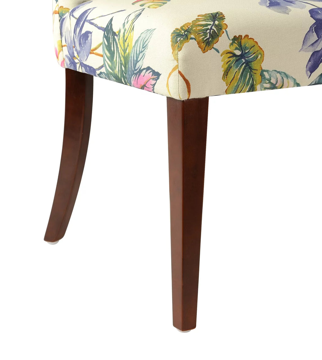 Off White Floral Fabric Accent Chair N45879