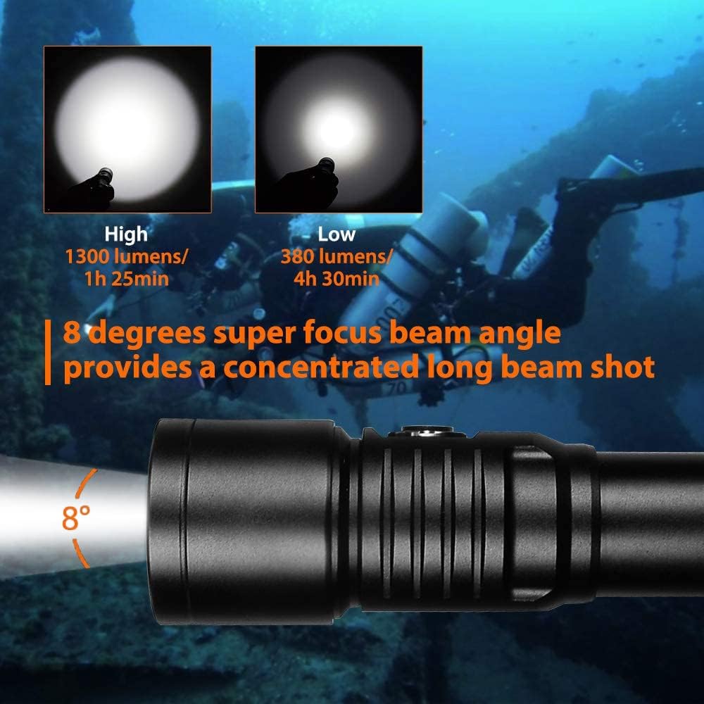 1300 Lumens 8 Degrees Scuba Dive Light M189859