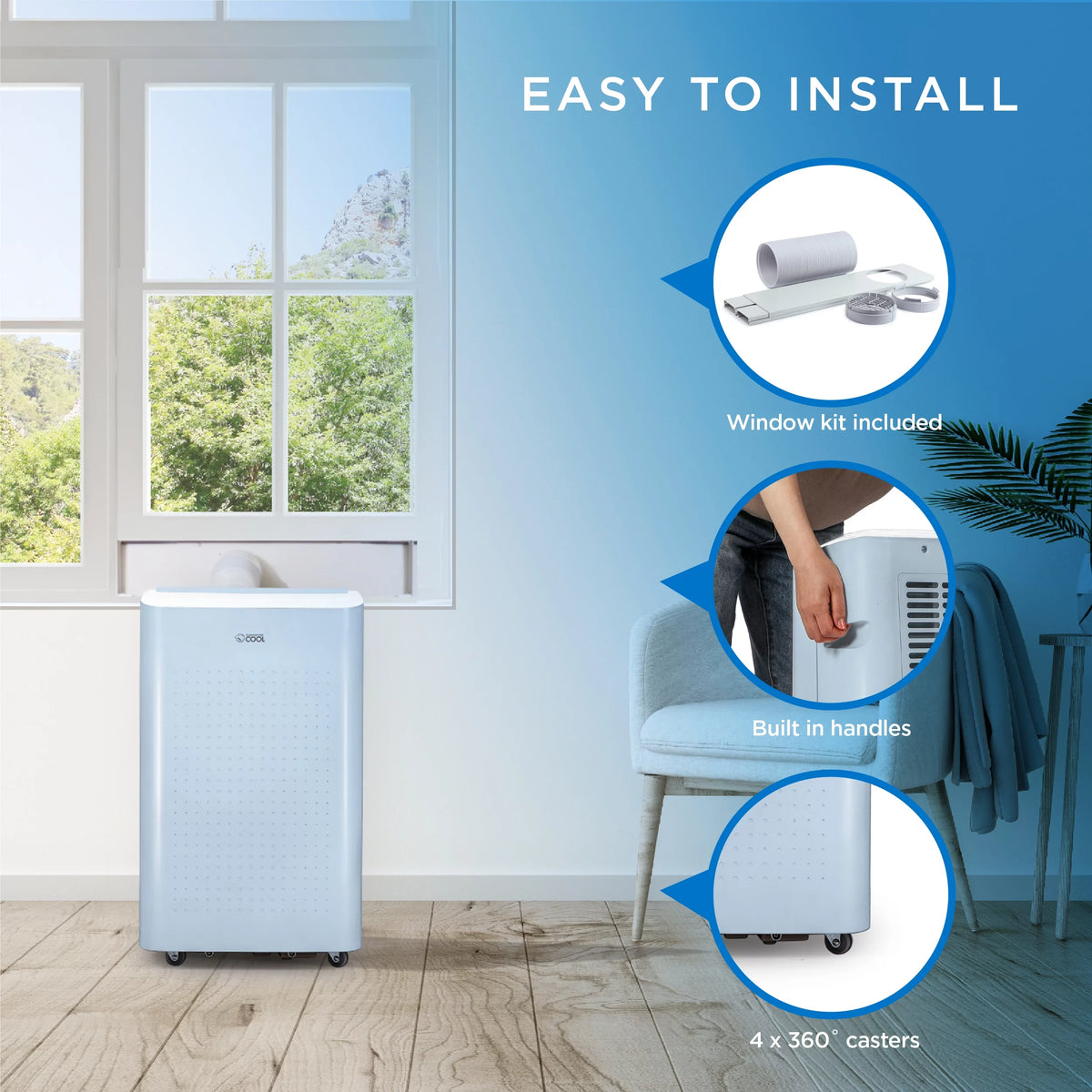 Portable Air Conditioner Dehumidifier & Fan 6,350 BTU Light Blue V5688