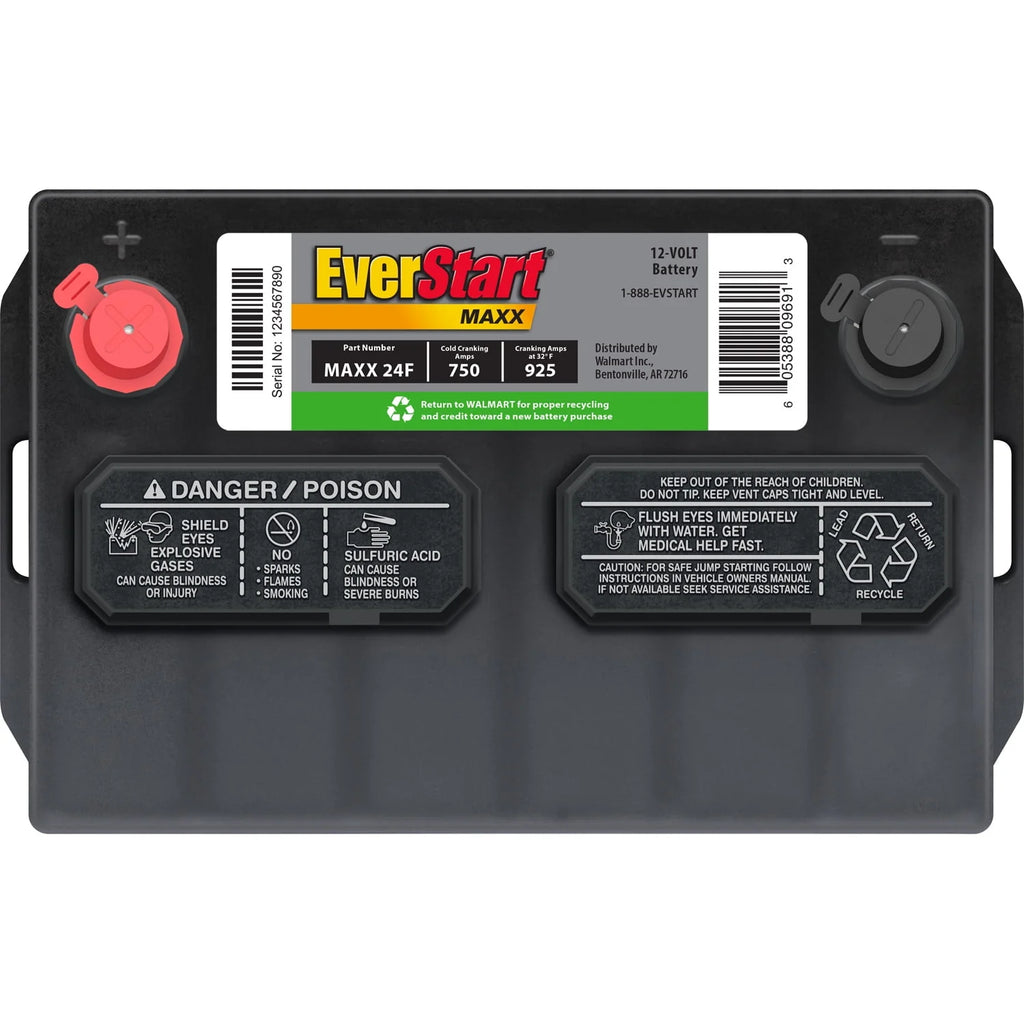 Lead Acid Automotive Battery, Group Size 24F 12 Volt, 750 CCA C2949