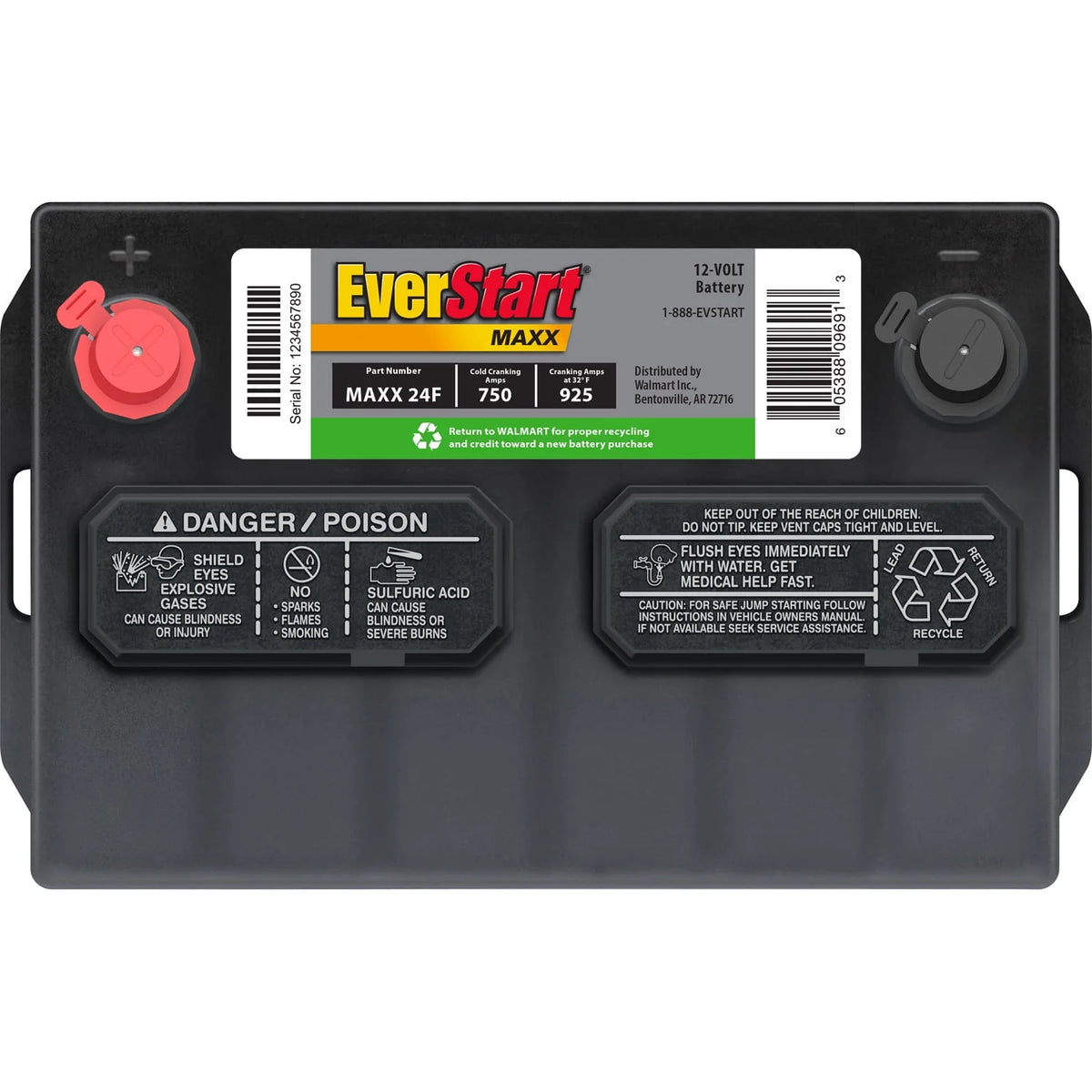 Lead Acid Automotive Battery, Group Size 24F 12 Volt, 750 CCA C2949