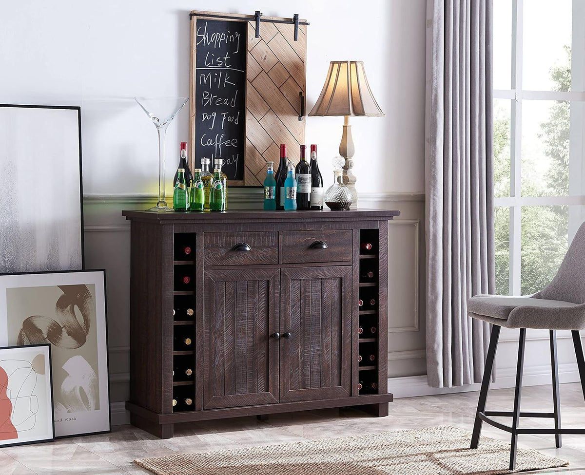 White Bar Cabinet with Stem Glass Placement L4574
