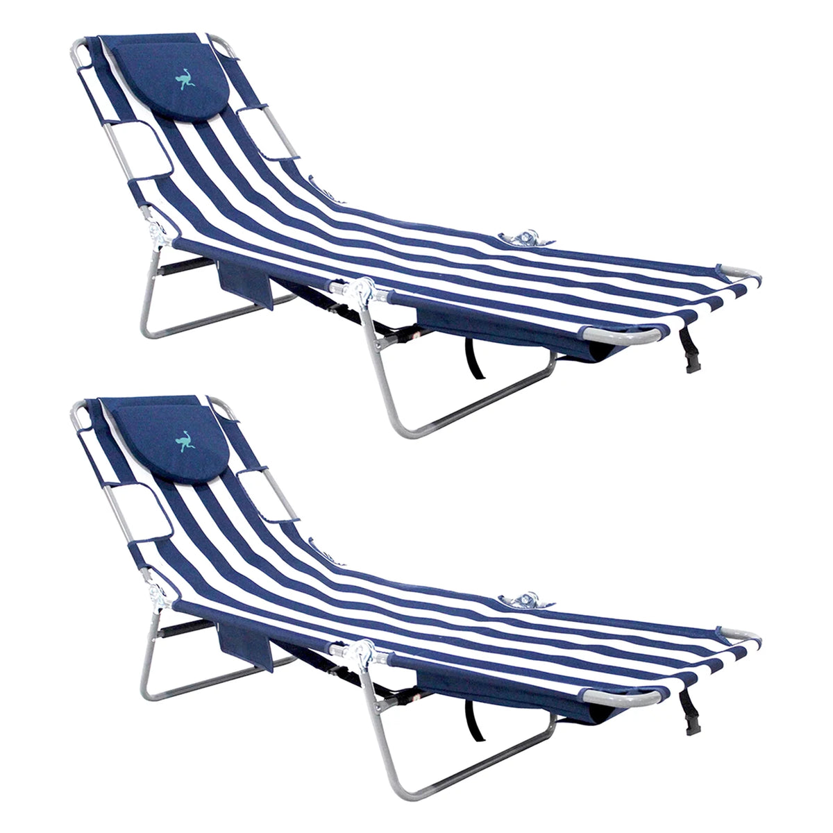 Navy Stripe 2 Pack Chaise Lounge Chair with Storage Bag S26503