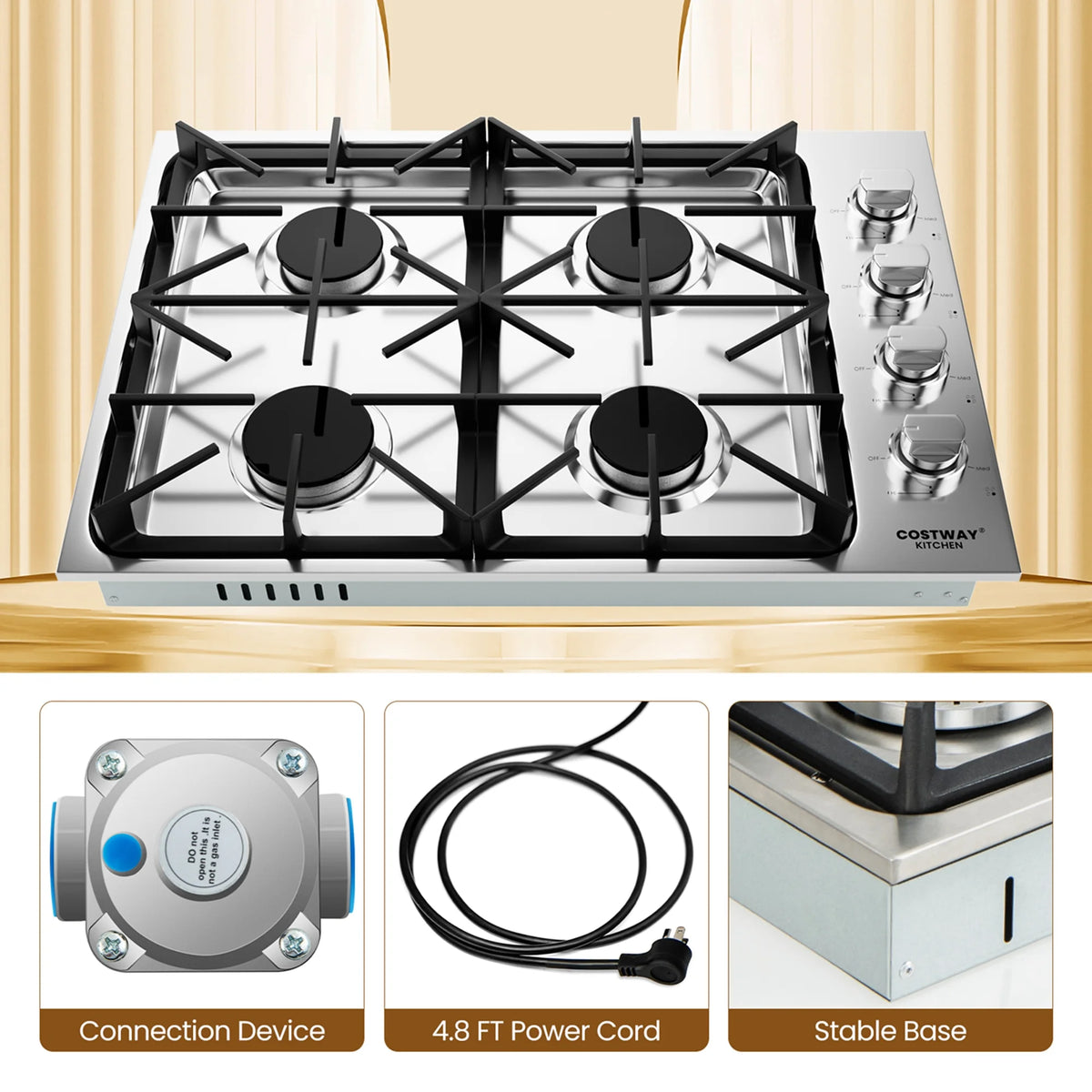 30 Gas Cooktop with 4 Sealed Burners X2907