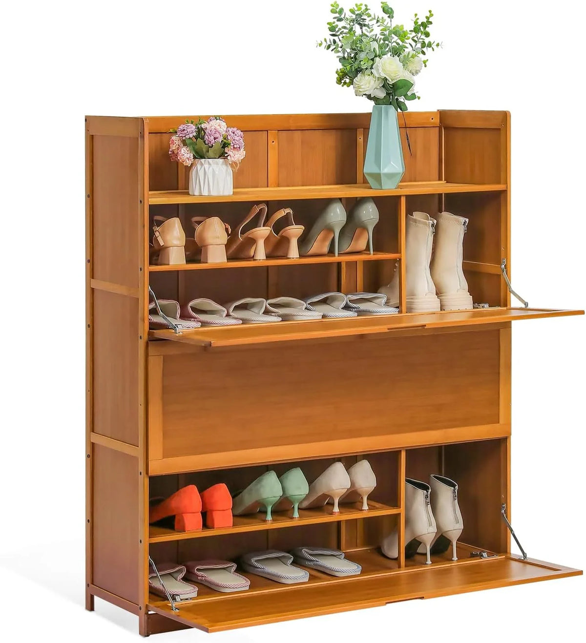 Brown 7 Tier Bamboo Shoe Storage Organizer I503779