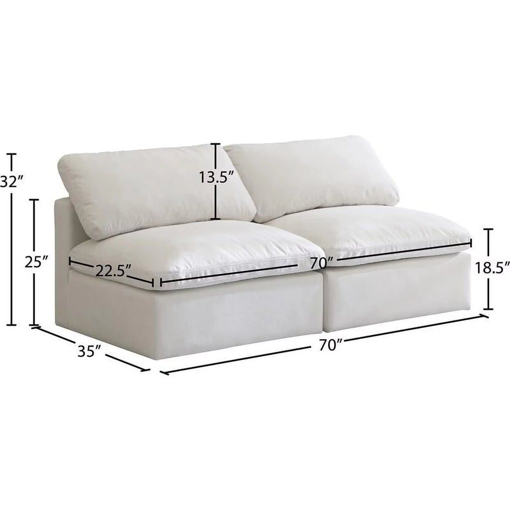 Cream Velvet Modular Armless Sofa X915