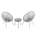 Light Weight Woven Basket Patio Chair with Table 2pc Grey P1639