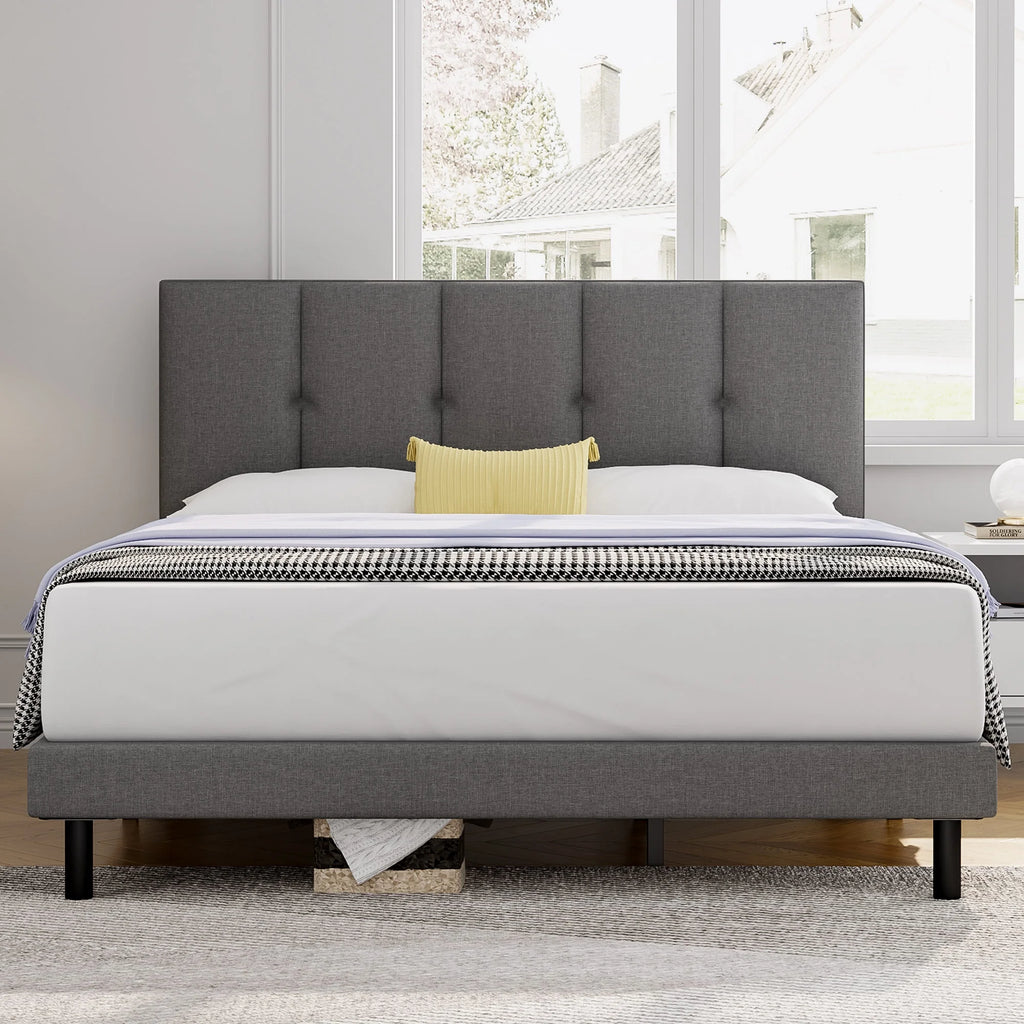 Queen Size Fabric Upholstered Platform Bed Frame E29204