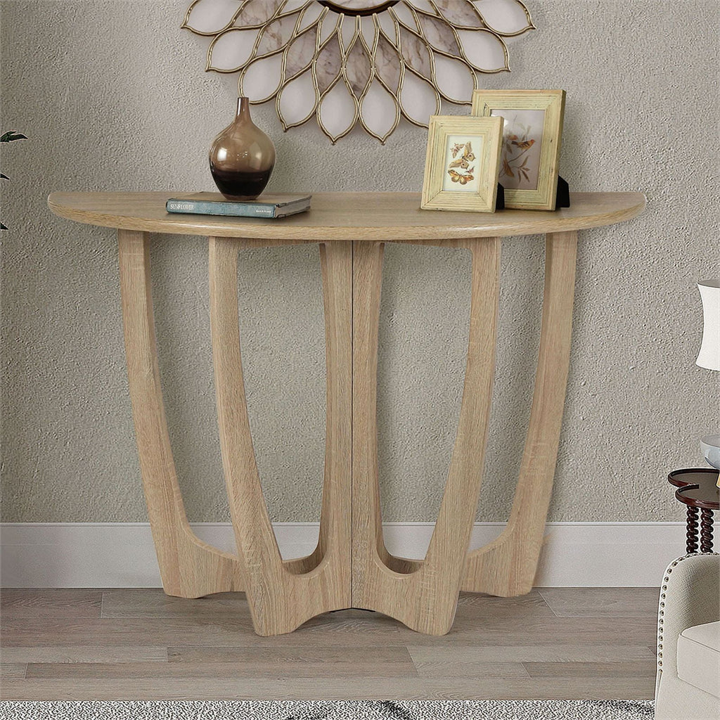 Wood Console Table with Carved Leg in Natural S505365