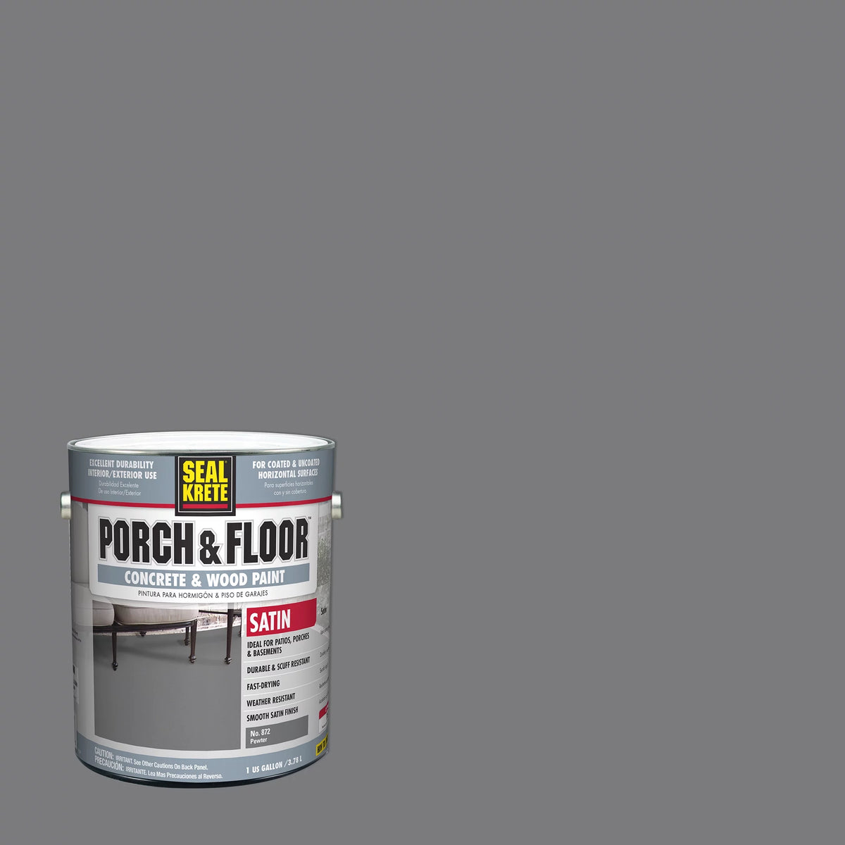 Pewter Satin Concrete & Wood Paint, Gallon E639074