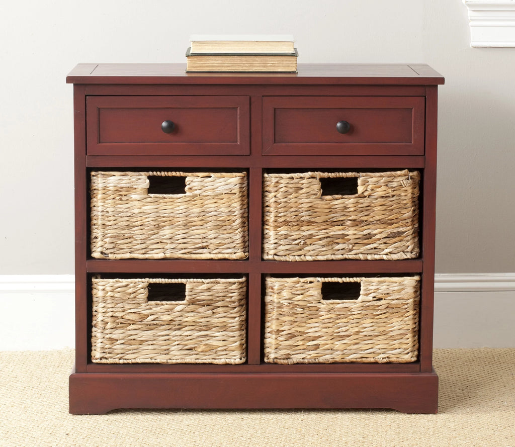 2-Drawer Storage Unit with 4 Wicker Baskets Z636260