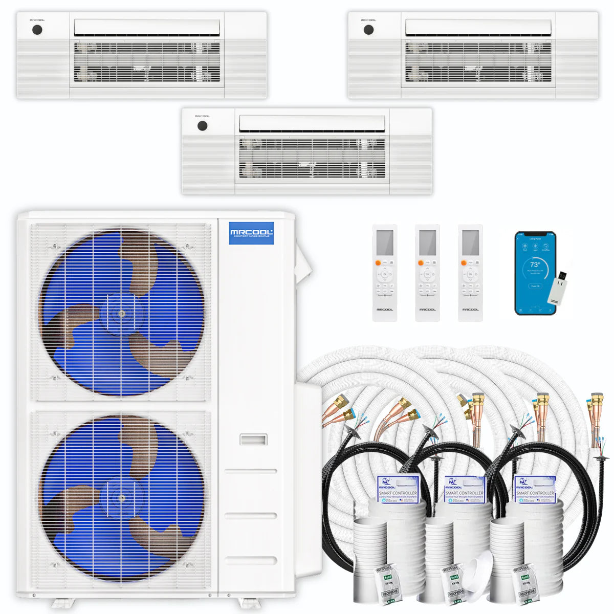 54,000 BTU 3 Zone Ceiling Cassette Ductless Air Conditioner and Heat Pump I417