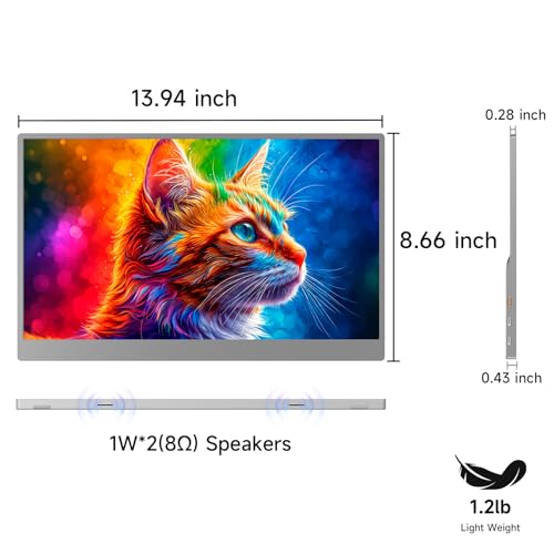 15.6inch 1080P FHD HDR IPS Portable Gaming Monitor with Smart Cover A874