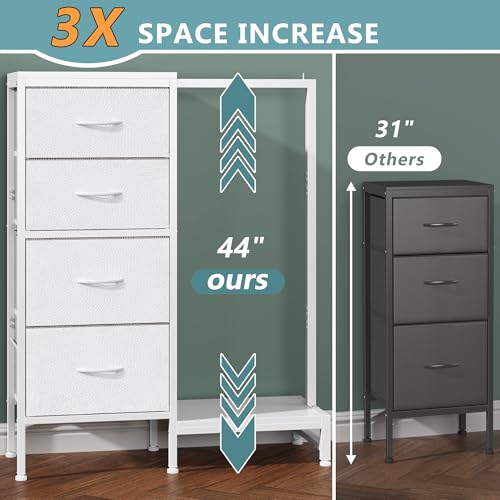 White 4 Drawer Dresser with Hanging Rack N124