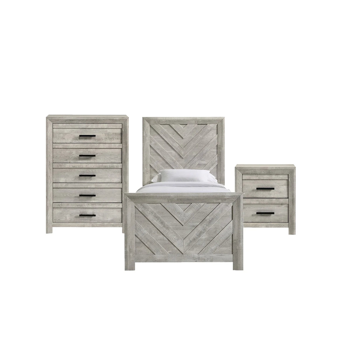 White Twin Panel 3PC Bedroom Set D18288