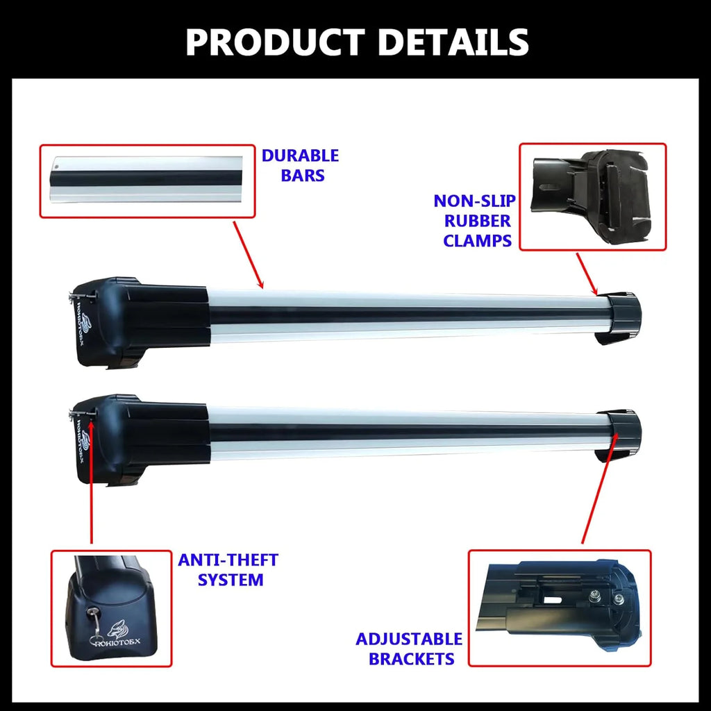 Lockable Roof Rack Crossbars with Flush Side Rails S29876