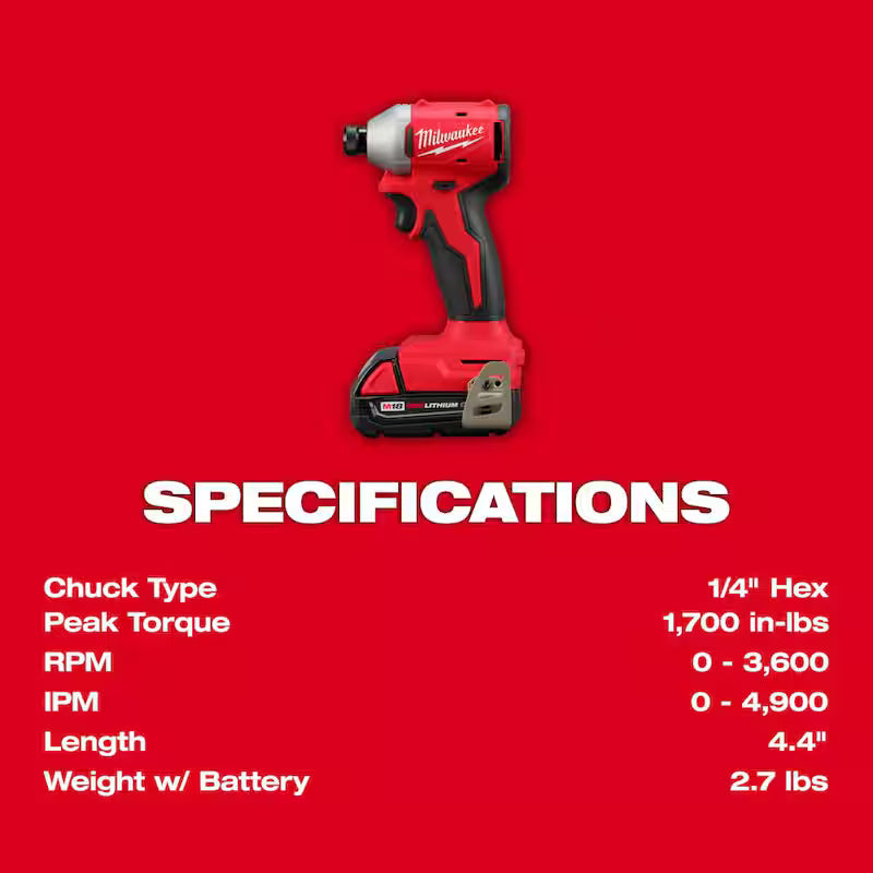 18V Brushless Cordless 1/4 in. Impact Driver Kit with 2.0 Ah Batteries and Charger N50735