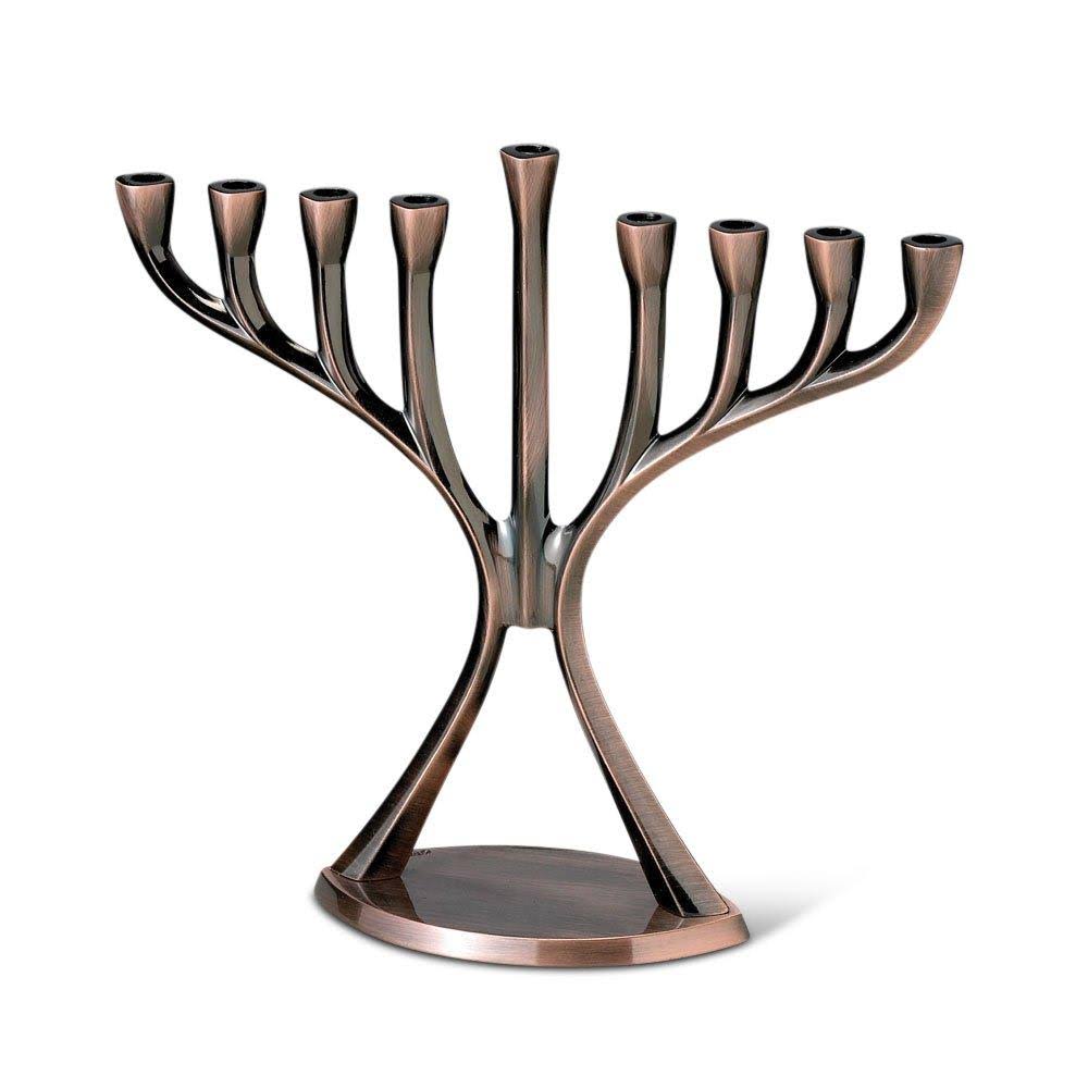Chrome-Plated Aluminum Menorah Antique Copper Finish O895701
