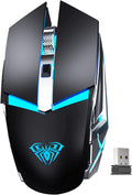 LED Wireless Gaming Mouse, 2.4G Rechargeable Ergonomic Optical, Black Pack of 2 P508514