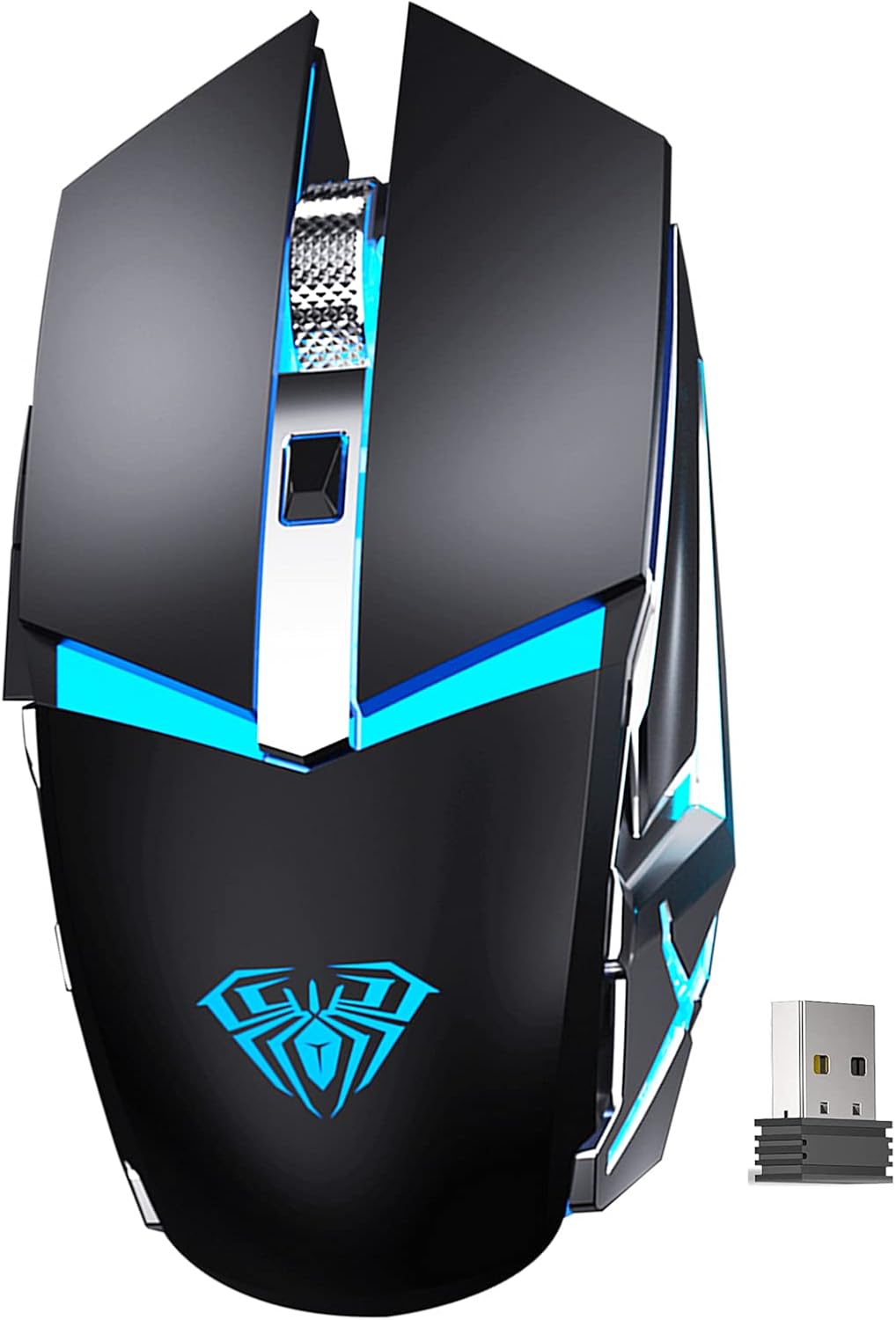 LED Wireless Gaming Mouse, 2.4G Rechargeable Ergonomic Optical, Black Pack of 2 P508514