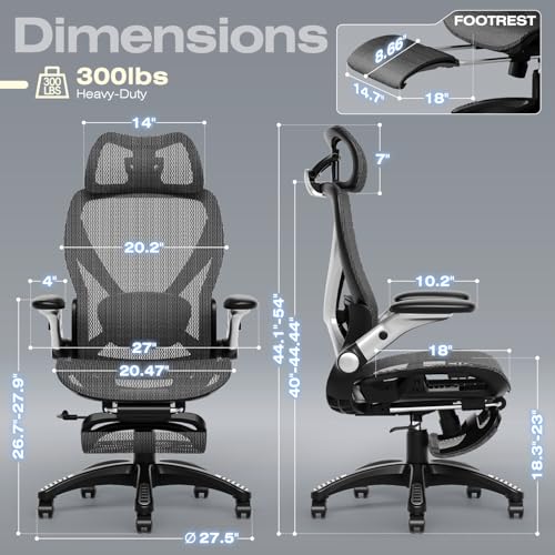 Ergonomic Office Chair with Footrest and Mesh Y455