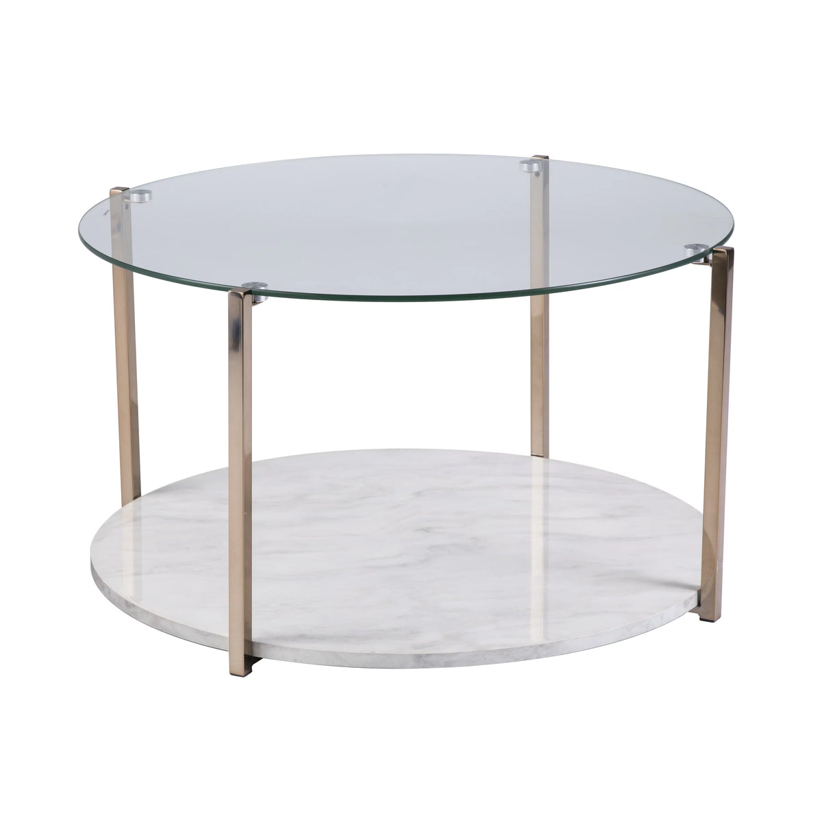 Modern Faux Marble and Glass Top Round Coffee Table B8870