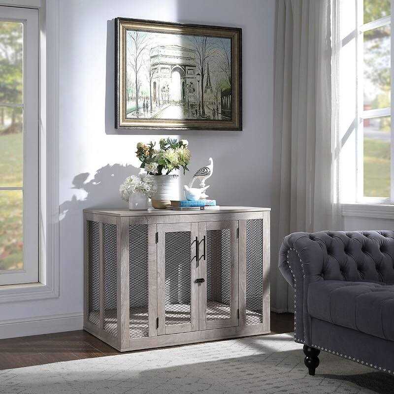Dog Crate with Cushion and Tray C233591