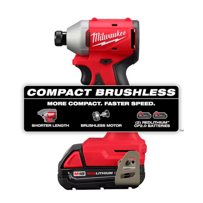 18V Brushless Cordless 1/4 in. Impact Driver Kit with 2.0 Ah Batteries and Charger N50735