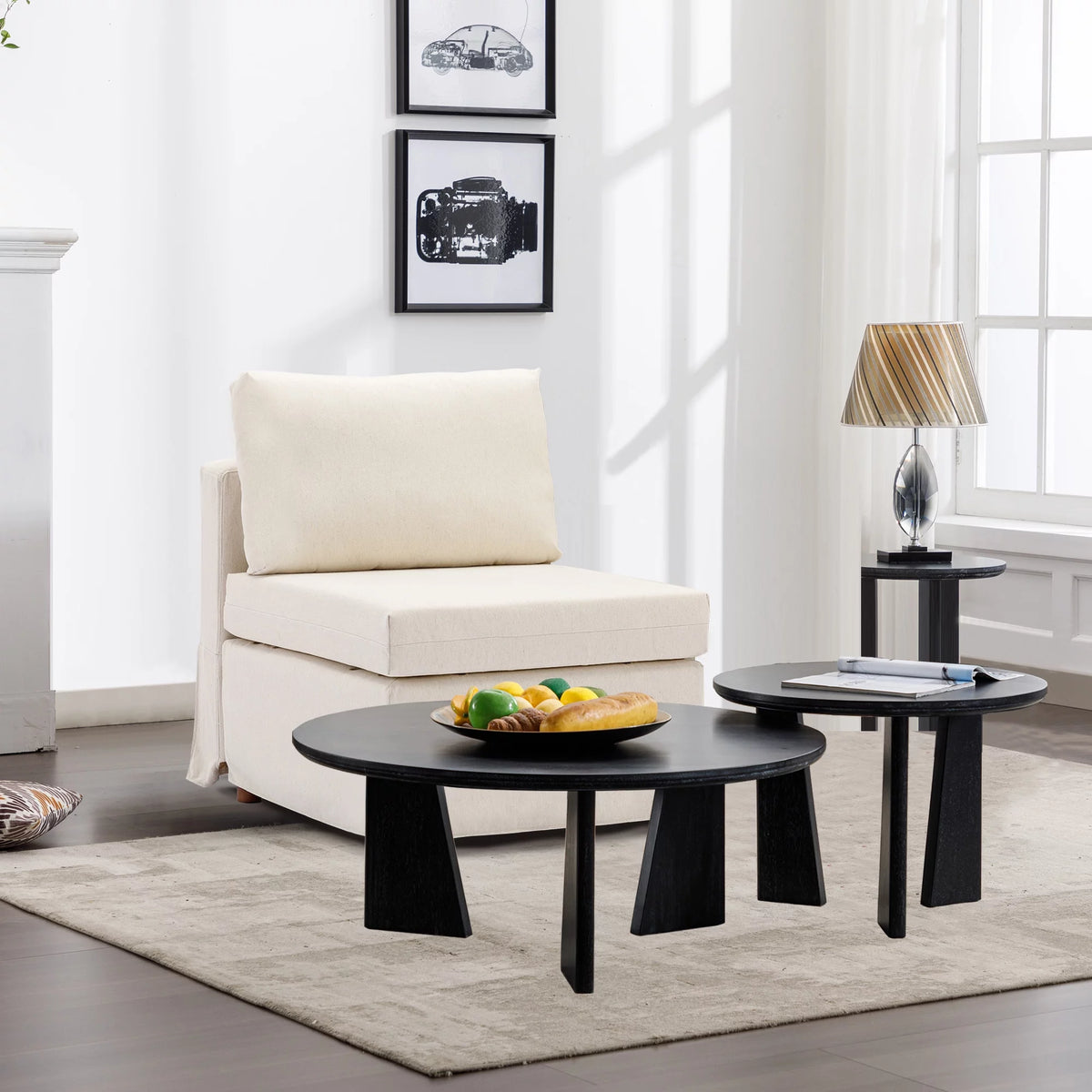 Cream Fabric Armless Modular Sofa Chair G933