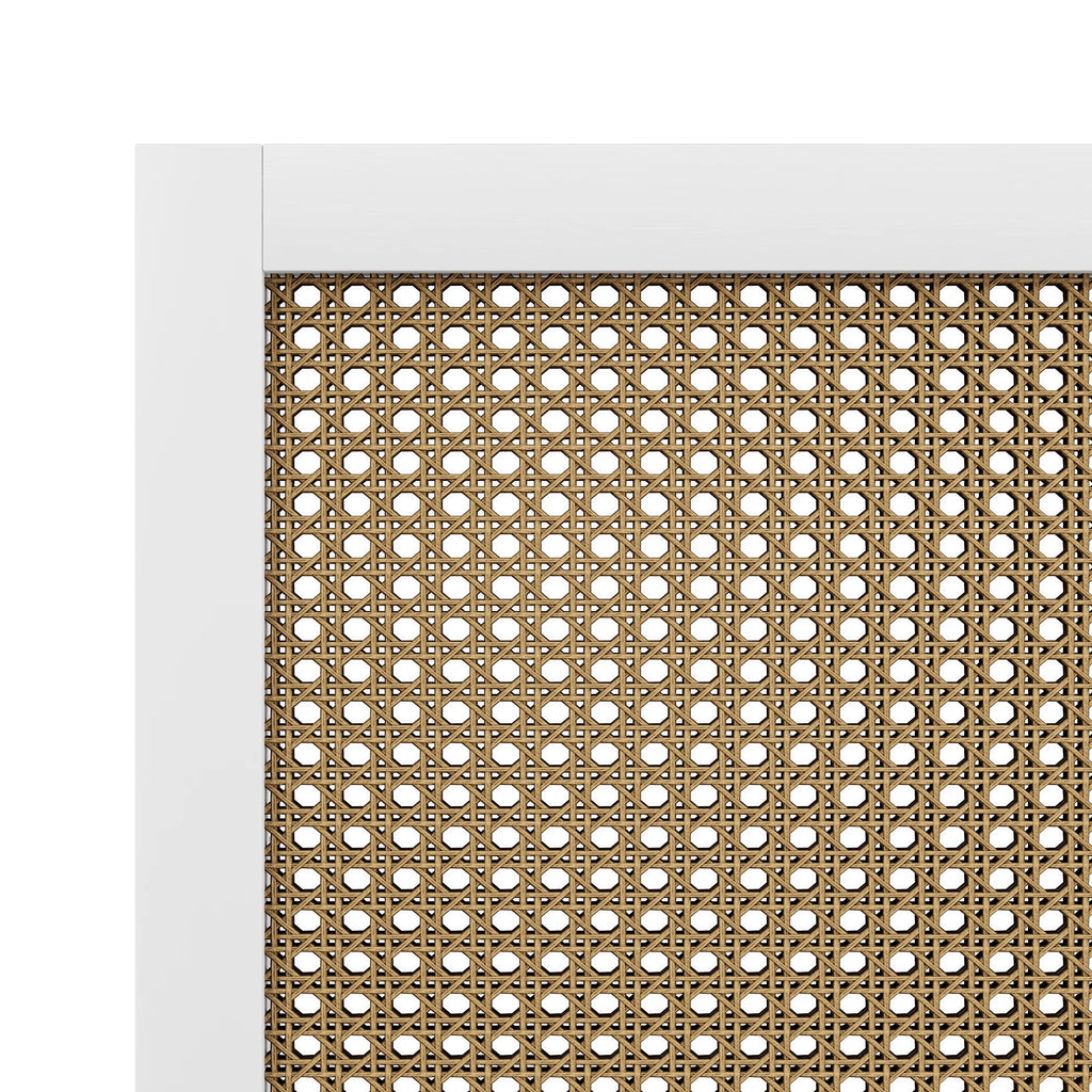 White Wood and Cane Panel Full/Queen Headboard F605