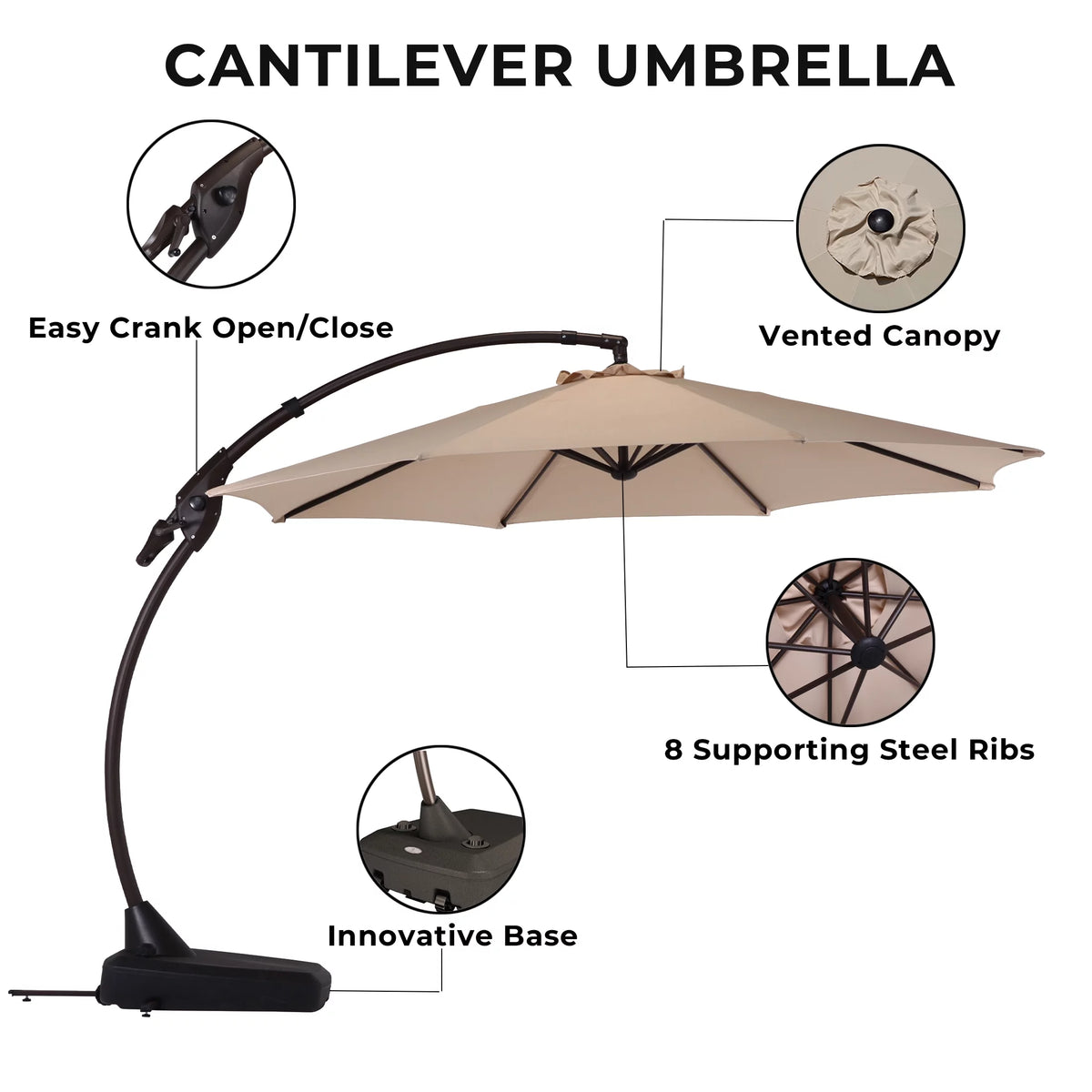 11-Ft Outdoor Patio Umbrella with Base Y72667